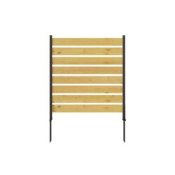 Goodyo - Outdoor Privacy Screen Cedar Wood And Aluminum Frame Fence For Pool Equipment And Trash Can Enclosures - Black / Natural