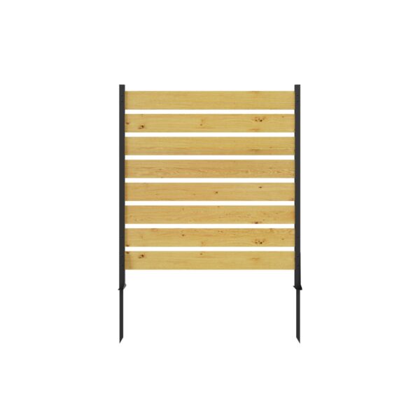 Goodyo - Outdoor Privacy Screen Cedar Wood And Aluminum Frame Fence For Pool Equipment And Trash Can Enclosures - Black / Natural