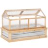 Outsunny - Raised Garden Bed With Polycarbonate Greenhouse, Wooden Garden Cold Frame Greenhouse, Flower Planter Protection, 48" x 24" x 32" - Natural - Image 10
