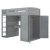 Twin Size Loft Bed With Desk, Wardrobes, 4 Drawers And 4 Shelves Construction - Gray - Image 7