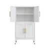 Metal Kitchen Storage Cabinet, Kitchen Pantry Storage Cabinet With Doors And Shelves, Storage Cabinet With Adjustable Leveling Foot For Kitchen, Living Room And Dining Room - White - Image 5