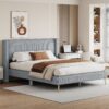 Queen Size Platform Contemporary Bed With Legs - Gray - Image 9