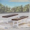 Tranquilizer - Outdoor Bench With Slat Panel Design (Set of 2) - Dark Brown / White - Image 10