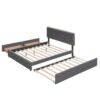 Queen Size Upholstered Platform Bed With 2 Drawers And 1 Twin Long Trundle - Dark Gray - Image 11