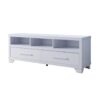 Modern White TV Media Stand, Home Entertainment Center With Open Shelving And Two Drawers - White - Image 3