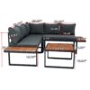 4 Piece L-Shaped Patio Wicker Outdoor 5 Seater Sectional Sofa Seating Group Conversation Sets With Side Table & Cushions - Dark Gray - Image 3