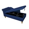 Chaise Lounge Indoor, Velvet Lounge Chair For Bedroom With Storage & Pillow, Modern Upholstered Rolled Arm Chase Lounge For Sleeping With Nailhead Trim For Living Room Bedroom Office - Navy Blue - Image 5
