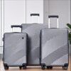 3 Piece Luggage Sets Lightweight Suitcase With Two Hooks, Spinner Wheels, (20/24/28) - Gray - Image 2