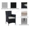 5 Piece Outdoor Patio Wicker Dining Set Patio Wicker Furniture Dining Set With Top - Black / Creme - Image 13