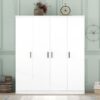 4 Door Wardrobe With 1 Drawer - White - Image 12