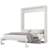 Full Size Murphy Bed With 1 Side Cabinet Storage Shelf, Cabinet Bed Folding Wall Bed With Desk Combo Perfect For Guest Room, Study, Office - White - Image 11