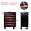 Rolling Metal Tool Chest With 7 Drawers, Steel Storage Cabinet With Ball Bearing Slides - Black / Red - Image 8