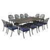 Rectangular 12 Person 108.07" Long Dining Set With Cushions - Gray / Navy - Image 3