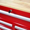 9 Drawer Multifunctional Steel Tool Cart With Wheels And Wooden Top - Red - Image 9