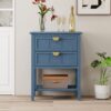 2 Drawer Side Table, American Style, End Table, Suitable For Bedroom - Blue - Image 2