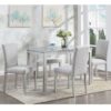 5 Piece Wooden Dining Table Set, Kitchen Table Set With A Rectangular Table And 4 Upholstered Chairs, Wooden Dining Room Table With Crystal Decoration And Chairs Set - Silver Gray - Image 4