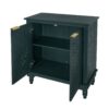 Hollow Carved 2 Door Accent Cabinet With Adjustable Shelf, Sideboard Buffet For Entryway, Living Room Or Bedroom - Blackish Green - Image 14