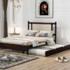 Queen Size Platform Bed With 2 Big Drawers Twin Size Trundle - Espresso - Image 14