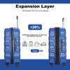 3 Piece Luggage Sets Pc Lightweight & Durable Expandable Suitcase With Two Hooks, Spinner Wheels, Tsa Lock, (21/25/29) - Dark Blue - Image 6