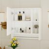 Wall Mounted Bathroom Storage Cabinet With Mirror Door, Medicine Cabinet, Over The Toilet Storage Cabinet With Shelves And Towel Rack - White - Image 7