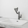 Bathroom Sink Faucet With Spray Function, Temperature Display, Anti Skid Switch, Hot & Cold, 360 Degree Rotary, Brass - Gun Gray - Image 2