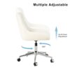 Modern Teddy Fleece Fabric Dining Chair With Chrome Legs, Soft And Comfortable - Beige - Image 7