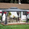 Outdoor Patio Gazebo Canopy Tent With Ventilated Double Roof And Mosquito Net (Detachable Mesh Screen On All Sides), Suitable For Lawn, Garden, Backyard And Deck - Gray - Image 2