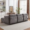 Multi Module Combination Style Sofa For Living Room And Other Lounge Spaces, Modern Minimalist Corduroy Combination Sofa With 2 Comfort Cushions With USB & C Charging Ports, 2 Sets - Gray - Image 3