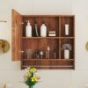 Bathroom Mirror Cabinet Wall Mounted, Medicine Cabinet, Over The Toilet Storage Cabinet With Shelves And Towel Rack - Walnut - Image 6