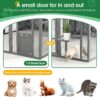 Luxury Cat Cage Outdoor Wooden Catio Enclosure Patio Large Cat Run House For Multiple Pets Walk In Kitten Kennel With Bouncy Bridge, Platforms, Small Houses, Seating And Sunshine Panel - Gray - Image 6
