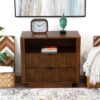 Lola - Mid-Century Modern Nightstand 2 Drawer Bed Side Table - Dark Brown - Image 10