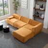 Sectional Sofa With Durable Fabric And High Density Sponge, Solid Wood Frame, 4 Seats - Orange - Image 4