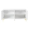 Modern Wood Sideboard Cabinet With Carved Door Panels, Adjustable Shelves, And Sturdy Metal Legs - White - Image 7
