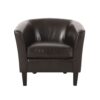 Faux Leather Club Chair With Curved Backrest - Brown - Image 4