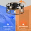 20" Industrial Caged Ceiling Fan, With 7 - ABS Blades Remote Control Reversible DC Motor, Small Flush Mount Ceiling Fan For Farmhouse - Black - Image 3
