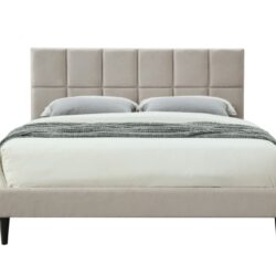 Full Sized Squares Bed With USB - Light Gray