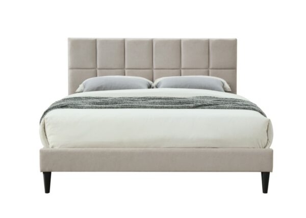 Full Sized Squares Bed With USB - Light Gray