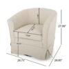 Glitter - Upholstered Swivel Chair With Loose Cover And Curved Back - Natural - Image 3