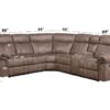 Dollum - Two Tone Nubuck Manual Recliner Sectional Sofa With USB Port Cupholder Console - Chocolate - Image 9