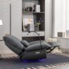 270 Swivel Glider Recliner Chair, Power Recliner Rocking Chair, USB Port Charge For Nursery Chair With Atmosphere Lamp For Living Room Bedroom Apartment - Dark Gray - Image 11