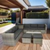 8 Piece Patio Sectional Wicker Rattan Outdoor Furniture Sof Set With One Storage Box Under Seat And Cushion Box - Gray / Black - Image 7