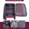 5 Piece Set (18/23/27/Travelbag /Toiletry Bag), Softshell Suitcase Spinner Wheels Terylene Polyester Luggage Sets Carry On Suitcase Luggage Lightweight Durable Suitcase - Wine Red - Image 6