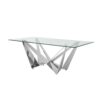 Clear Glass With Polished Stainless Steel Base Dining Table - Silver - Image 4
