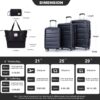 Luggage Set Of 5 Pieces, Expandable Hard Pc Luggage Set With Tsa Lock For Rotating Wheels, Lightweight Rolling Luggage - Black - Image 3