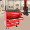 5 Drawers Multifunctional Tool Cart With Wheels - Red - Image 3