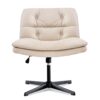 Large Size Armless Home Office Desk Chair Vanity Chair No Wheels - Beige - Image 8