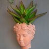 7X5.5X9" Visage Head Bust Planter, Home Wall Planter - Brown - Image 9