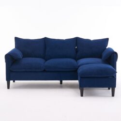 Convertible Combination Sofa, Sofa L Shaped, Sofa With Footstools With Storage Sofa For Living Room, Living Room 3 Seater Combination Sofa - Blue