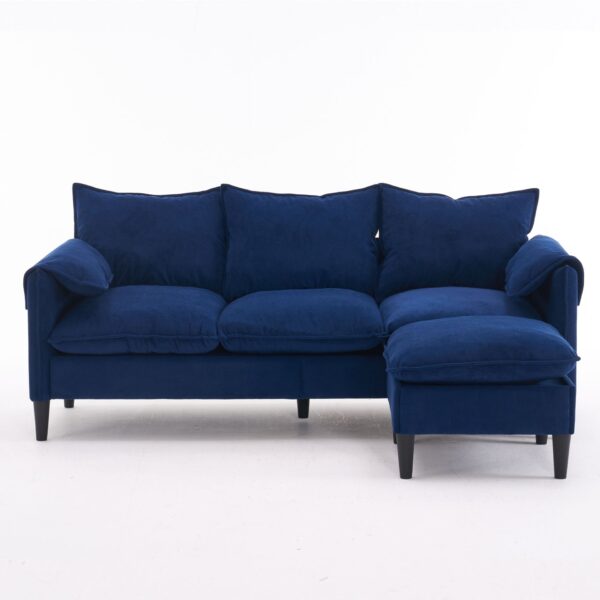 Convertible Combination Sofa, Sofa L Shaped, Sofa With Footstools With Storage Sofa For Living Room, Living Room 3 Seater Combination Sofa - Blue