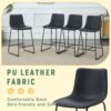 (Set of 2) Modern Minimalist Style Material Bar Stools, Suitable For Kitchen, Bar And Modern Home Design - Black - Image 9